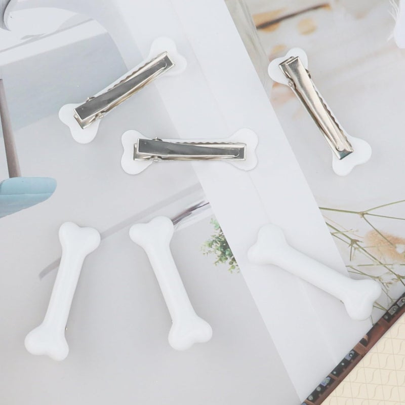 Cocide 6Pcs Bone Hair Clip White Bones Hairpins for Women Girls Hair Accessories for Halloween Cosplay Costume Party Daily Wear Hair Pins White Dog Bone Alligator Clips - Image 3